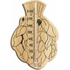 Термометр для сауны бытовой ТС исп.6 Веник(0...+140) цена деления 2, основание-дерево 263х184 мм