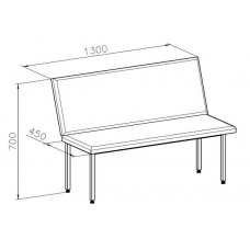 Диван пристенный, 1300х450х400 (700) мм